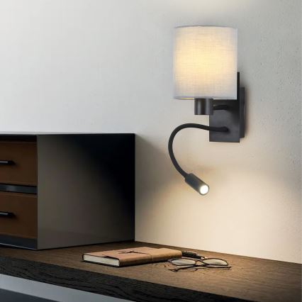 Brilagi - Applique murale flexible NUBILA 1xE27/25W/230V + LED/3W noir/gris