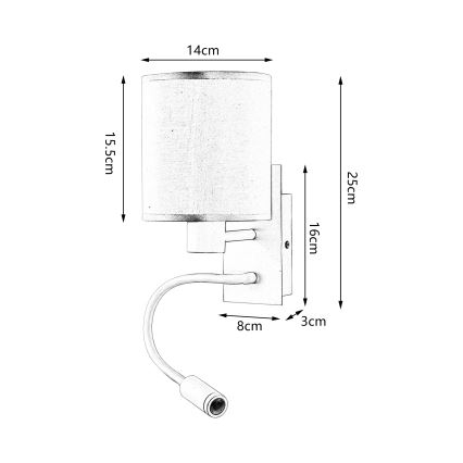 Brilagi - Applique murale flexible NUBILA 1xE27/25W/230V + LED/3W noir/gris