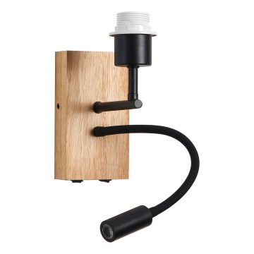 Brilagi - Applique murale flexible NUBILA WOOD 1xE27/25W/230V + LED/3W chêne/noir