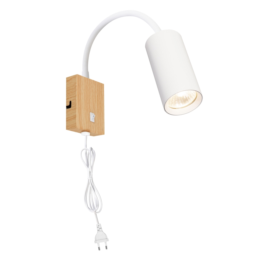 Brilagi - Lampe murale orientable avec interrupteur SELE 1xGU10/30W/230V blanc/décor chêne