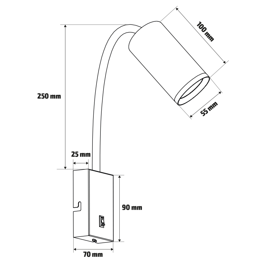 Brilagi - Applique murale flexible SELE 1xGU10/30W/230V noir/décor chêne
