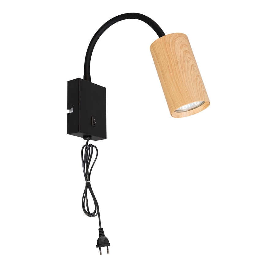 Brilagi - Applique murale flexible avec interrupteur SELE 1xGU10/30W/230V noir/décor chêne