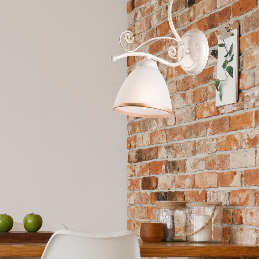 Brilagi - Applique murale LED ANTICO 1xE27/60W/230V 3000K blanc patiné