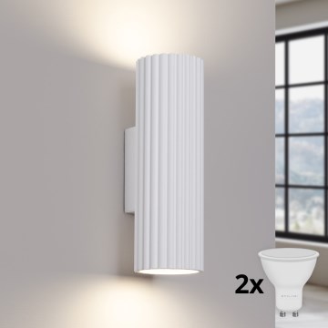 Brilagi - Applique murale LED CRESTO 2x GU10/10W/230V 20 cm blanche