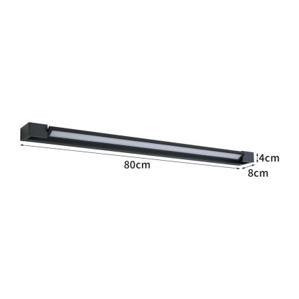 BRILAGI - LED Applique murale d'extérieur AQUA LINE LED/20W/230V 80 cm IP44 noire CRI 90