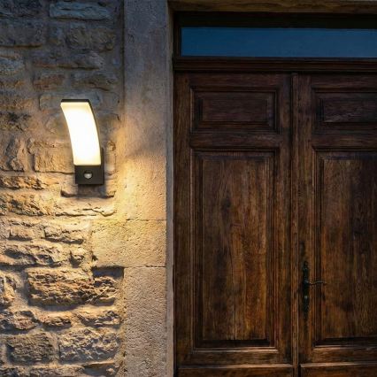 BRILAGI - Applique murale extérieure LED avec détecteur de mouvement et capteur crépusculaire ARCELO LED/12W/230V IP65 noire