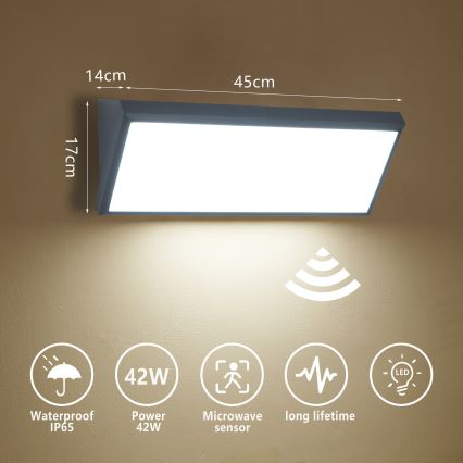 Brilagi - Applique murale extérieure LED avec capteur TRIANGLE LED/42W/230V 45 cm anthracite IP65