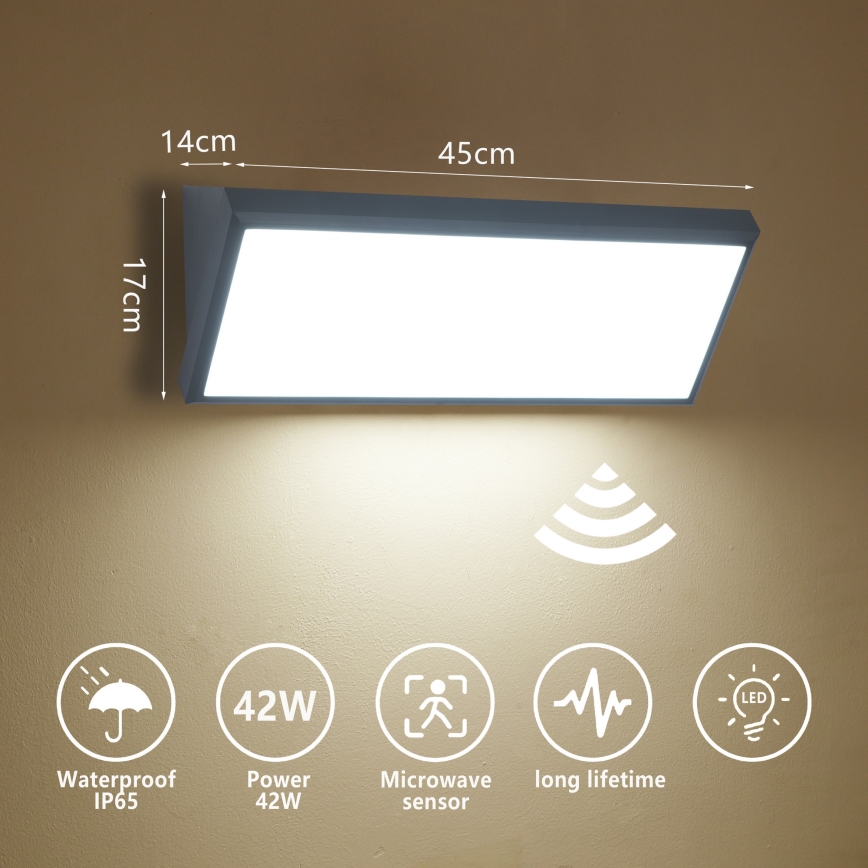 Brilagi - Applique murale extérieure LED avec capteur TRIANGLE LED/42W/230V 45 cm anthracite IP65