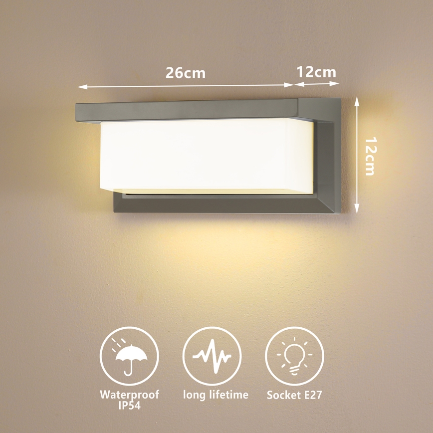 Brilagi - Applique murale d'extérieur LED à intensité variable BRICKY 1xE27/6W/230V 2700-6500K IP54 gris