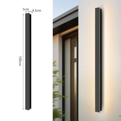 Brilagi - Applique murale LED d'extérieur LINEAR LED/22W/230V 3000K IP65 100 cm noire IRC 90
