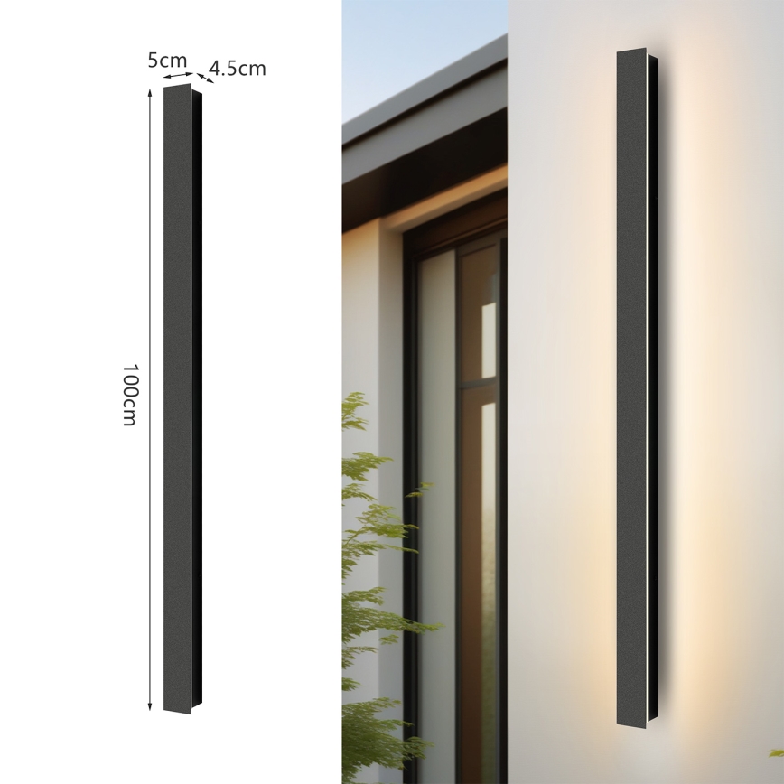 Brilagi - Applique murale LED d'extérieur LINEAR LED/22W/230V 3000K IP65 100 cm noire IRC 90