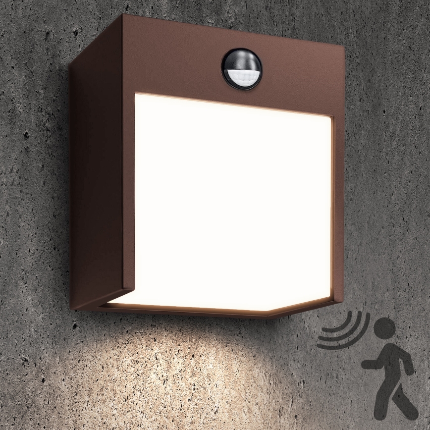Brilagi - Applique murale LED extérieure avec capteur TERNI LED/12W/230V marron IP44
