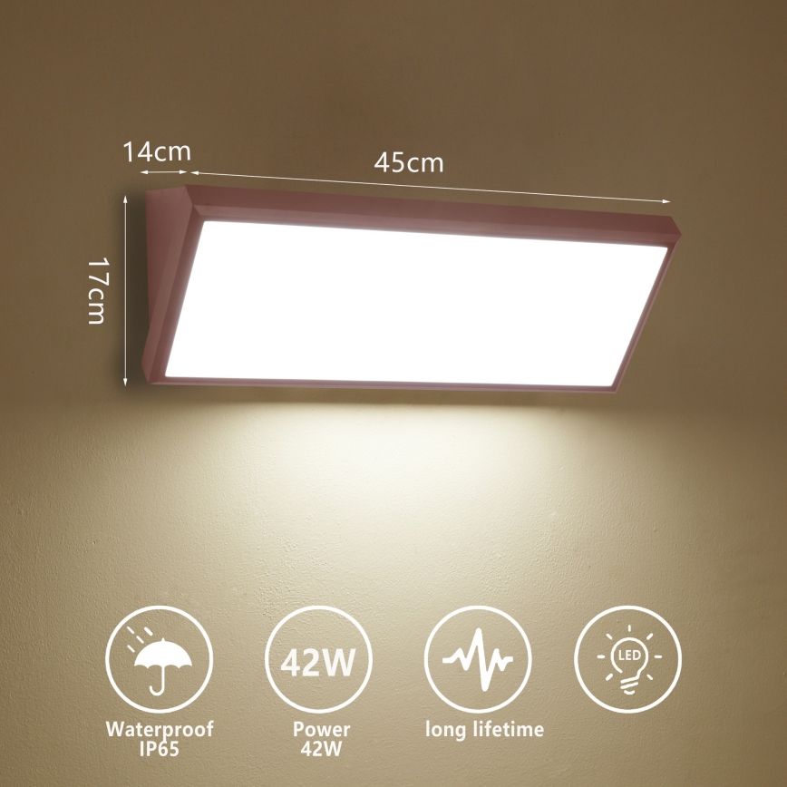 Brilagi - Applique murale d'extérieur LED TRIANGLE, 42W/230V, 3000/4000/6500K, 45 cm, marron, IP65