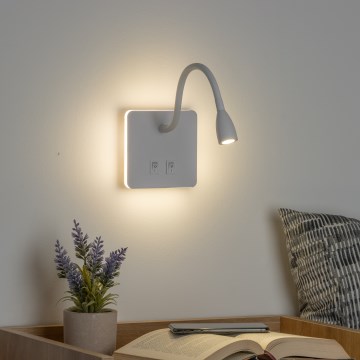 BRILAGI - applique murale LED flexible MAYA DOUBLE LED/4W/230V + LED/3W blanche