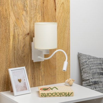 Brilagi - Applique murale LED flexible NUBILA 1xE27/25W/230V + LED/3W blanc/crème