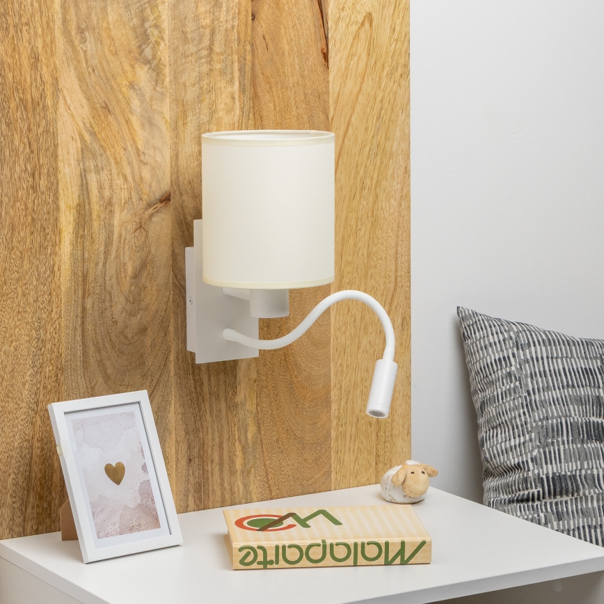 Brilagi - Applique murale LED flexible NUBILA 1xE27/25W/230V + LED/3W blanc/crème