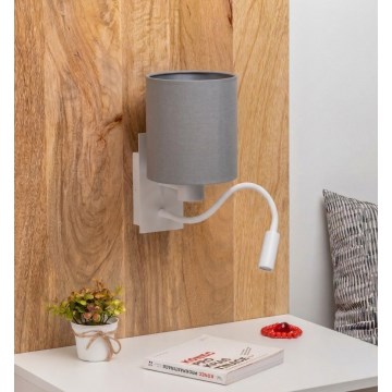 Brilagi - Applique murale LED flexible NUBILA 1xE27/25W/230V + LED/3W blanc/gris clair