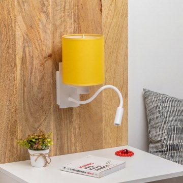 Brilagi - Applique murale LED flexible NUBILA 1xE27/25W/230V + LED/3W blanc/jaune