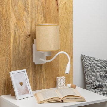 Brilagi - Applique murale LED flexible NUBILA 1xE27/25W/230V + LED/3W blanc/marron clair