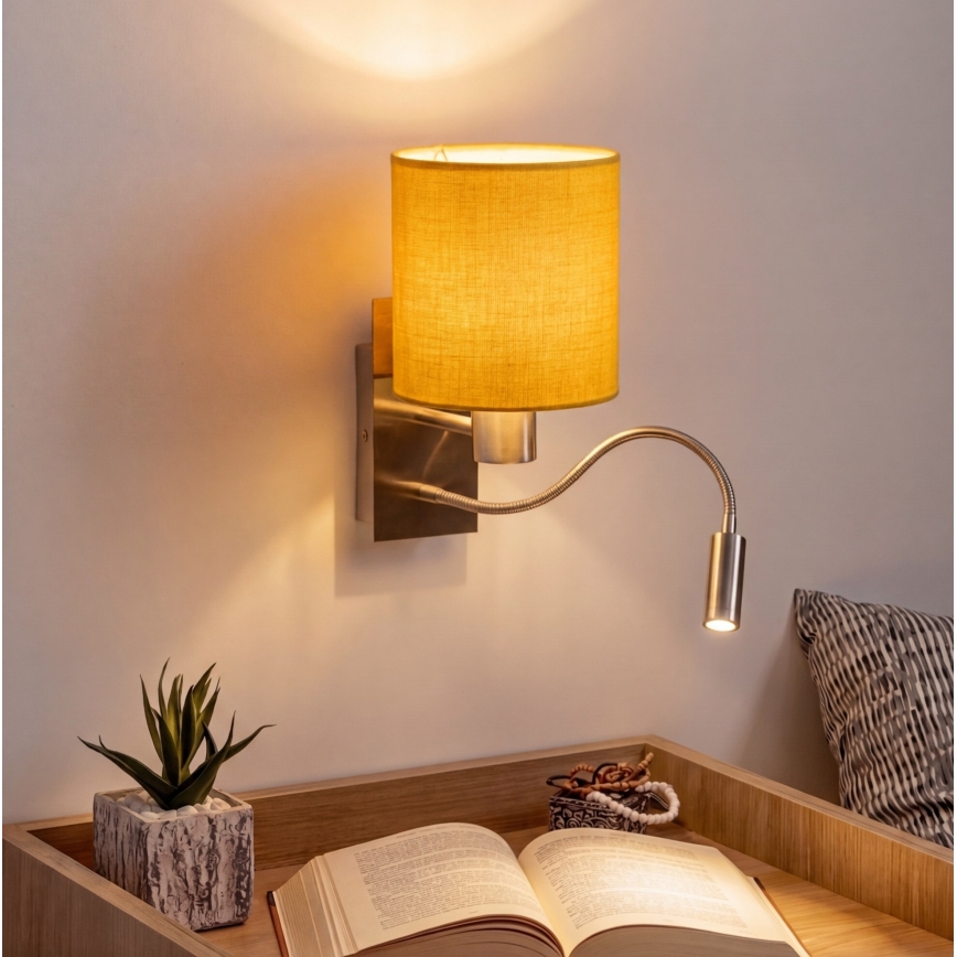 Brilagi - Applique murale LED flexible NUBILA 1xE27/25W/230V + LED/3W chrome mat/jaune