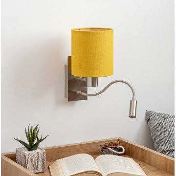 Brilagi - Applique murale LED flexible NUBILA 1xE27/25W/230V + LED/3W chrome mat/jaune