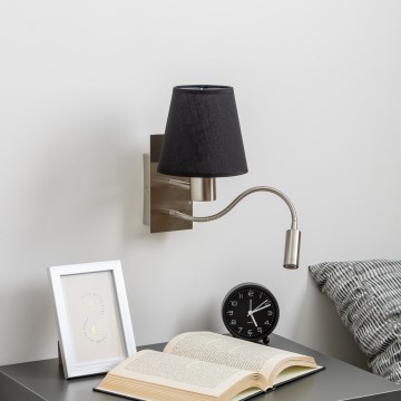 Brilagi - Applique murale LED flexible NUBILA 1xE27/25W/230V + LED/3W chrome mat/noir