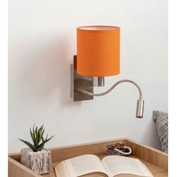 Brilagi - Applique murale LED flexible NUBILA 1xE27/25W/230V + LED/3W chrome mat/orange