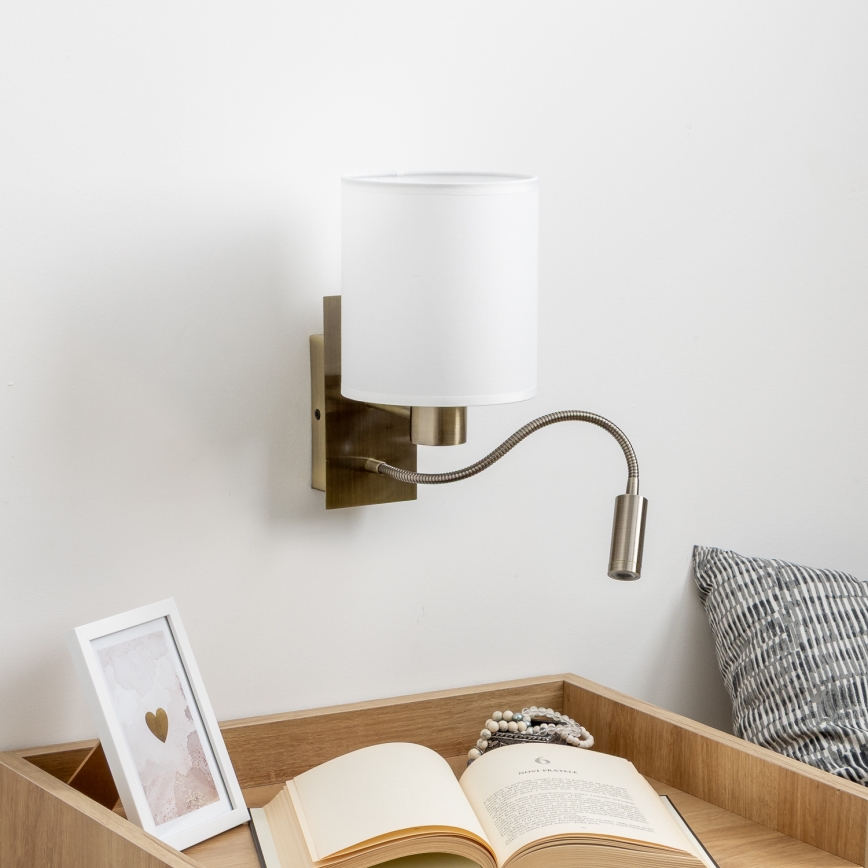 Brilagi - Applique murale LED flexible NUBILA 1xE27/25W/230V + LED/3W laiton/blanc