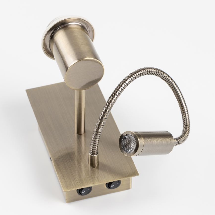 Brilagi - Lampe murale LED flexible NUBILA 1xE27/25W/230V + LED/3W laiton/orange