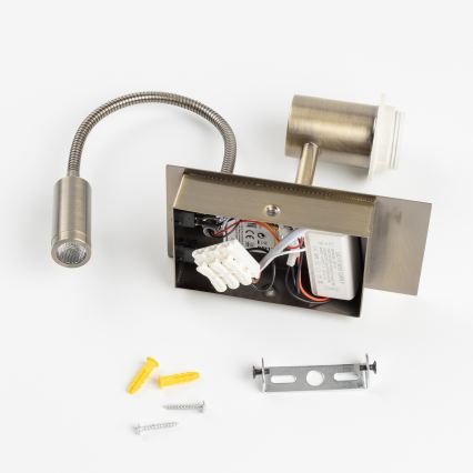 Brilagi - Lampe murale LED flexible NUBILA 1xE27/25W/230V + LED/3W laiton/orange