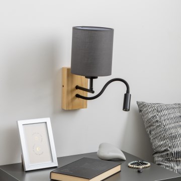 Brilagi - Applique murale LED flexible NUBILA WOOD 1xE27/25W/230V + LED/3W chêne/anthracite