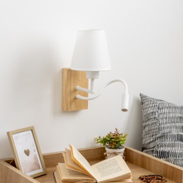 Brilagi - Applique murale LED flexible NUBILA WOOD 1xE27/25W/230V + LED/3W chêne/blanc