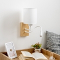 Brilagi - Applique murale LED flexible NUBILA WOOD 1xE27/25W/230V + LED/3W chêne/blanc