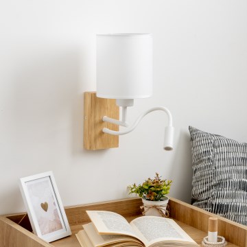 Brilagi - Applique murale LED flexible NUBILA WOOD 1xE27/25W/230V + LED/3W chêne/blanc