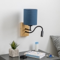 Brilagi - Applique murale LED flexible NUBILA WOOD 1xE27/25W/230V + LED/3W chêne/bleu foncé