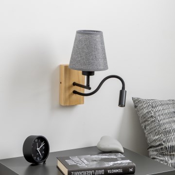 Brilagi - Applique murale LED flexible NUBILA WOOD 1xE27/25W/230V + LED/3W chêne/gris
