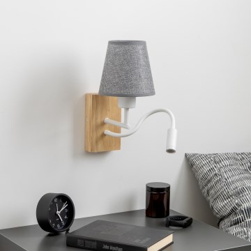 Brilagi - Applique murale LED flexible NUBILA WOOD 1xE27/25W/230V + LED/3W chêne/gris