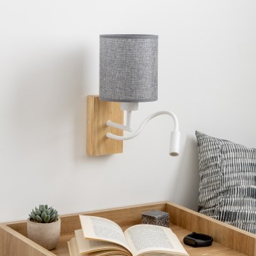 Brilagi - Applique murale LED flexible NUBILA WOOD 1xE27/25W/230V + LED/3W chêne/gris