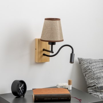 Brilagi - Applique murale LED flexible NUBILA WOOD 1xE27/25W/230V + LED/3W chêne/marron