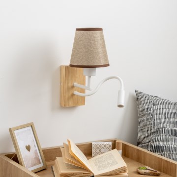 Brilagi - Applique murale LED flexible NUBILA WOOD 1xE27/25W/230V + LED/3W chêne/marron