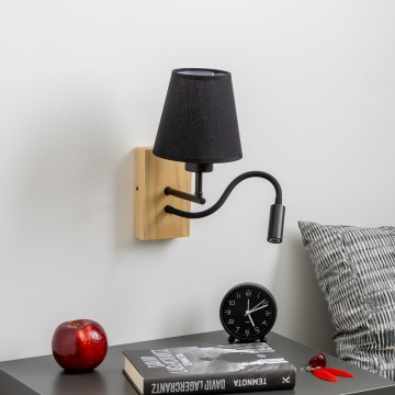 Brilagi - Applique murale LED flexible NUBILA WOOD 1xE27/25W/230V + LED/3W chêne/noir