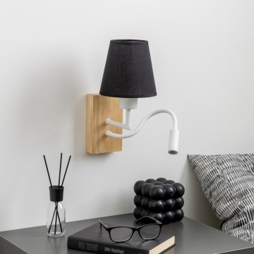 Brilagi - Applique murale LED flexible NUBILA WOOD 1xE27/25W/230V + LED/3W chêne/noir
