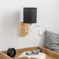 Brilagi - Applique murale LED flexible NUBILA WOOD 1xE27/25W/230V + LED/3W chêne/noir