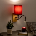 Brilagi - Applique murale LED flexible NUBILA WOOD 1xE27/25W/230V + LED/3W chêne/Pompéien rouge