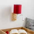 Brilagi - Applique murale LED flexible NUBILA WOOD 1xE27/25W/230V + LED/3W chêne/Pompéien rouge