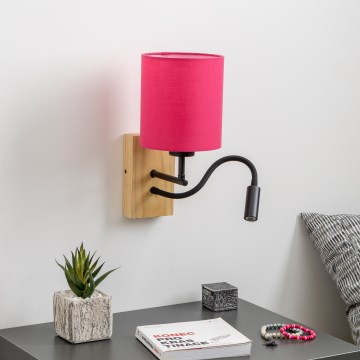 Brilagi - Applique murale LED flexible NUBILA WOOD 1xE27/25W/230V + LED/3W chêne/rose