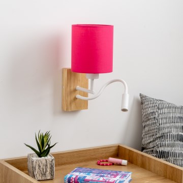Brilagi - Applique murale LED flexible NUBILA WOOD 1xE27/25W/230V + LED/3W chêne/rose