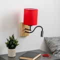 Brilagi - Applique murale LED flexible NUBILA WOOD 1xE27/25W/230V + LED/3W chêne/rouge
