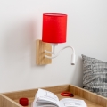 Brilagi - Applique murale LED flexible NUBILA WOOD 1xE27/25W/230V + LED/3W chêne/rouge