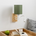 Brilagi - Applique murale LED flexible NUBILA WOOD 1xE27/25W/230V + LED/3W chêne/vert
